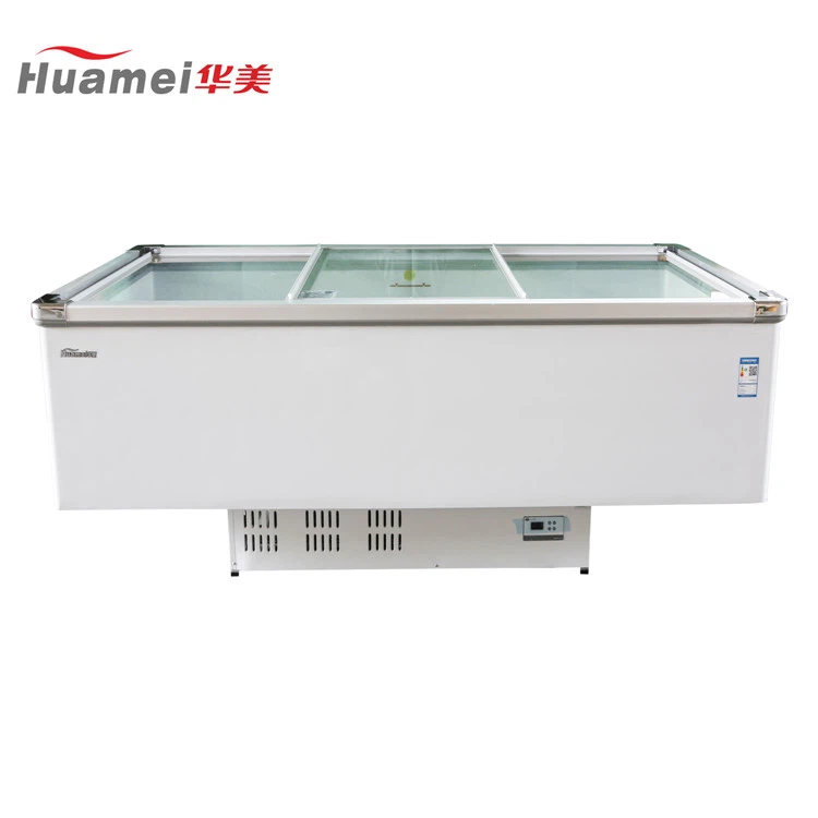 HD-1850X Glass Sliding Door Shop Display Island Freezer
